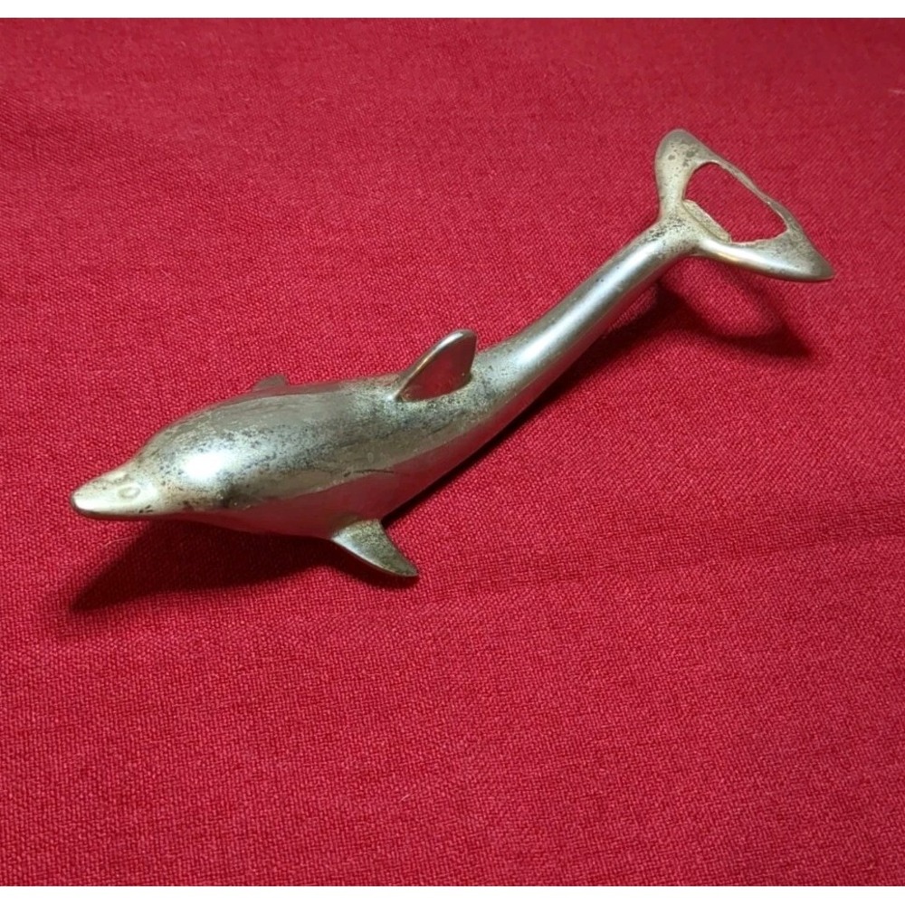 Silver Plated Dolphin Shaped Bottle Opener With Twist Top Opener Vintage Mcm‎
